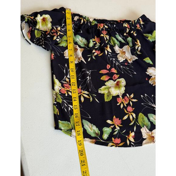 Jacqueline de Yong by Only Blouse Top Women US Small Floral Black Whimsigoth - Picture 5 of 9